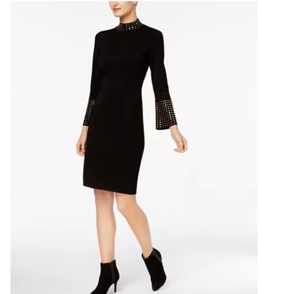 Calvin Klein Dresses & Skirts - Calvin Klein Gold Studded Black Sweater Dress NWT!